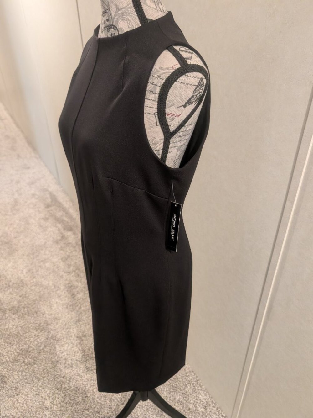 NWT Antonio Melani Cindy Black Stretch Crepe Sheath Dress Size 8 Career - Picture 5 of 12
